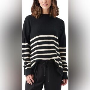 Ripe Maternity Gerrie Black Cream Striped Nursing Sweater Size S
